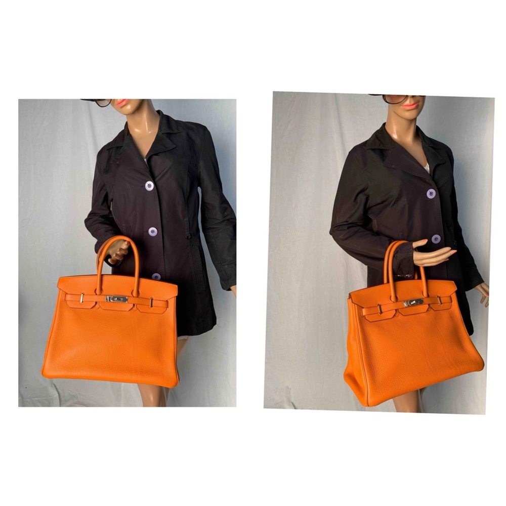Authentic HERMES Birkin 35 Clemence Leather Orange Palladium hardware - Picture 15 of 15